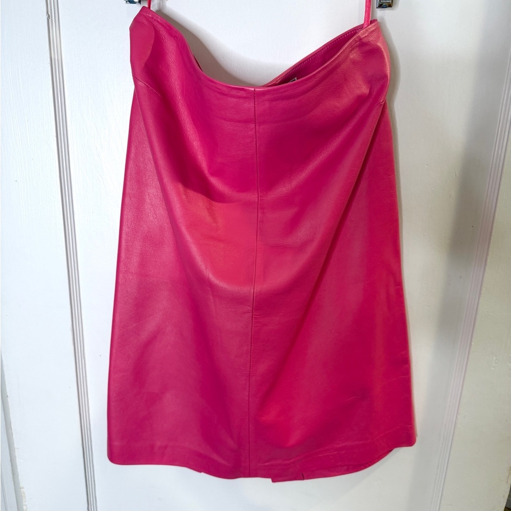 Hot Pink Leather Women's Skirt